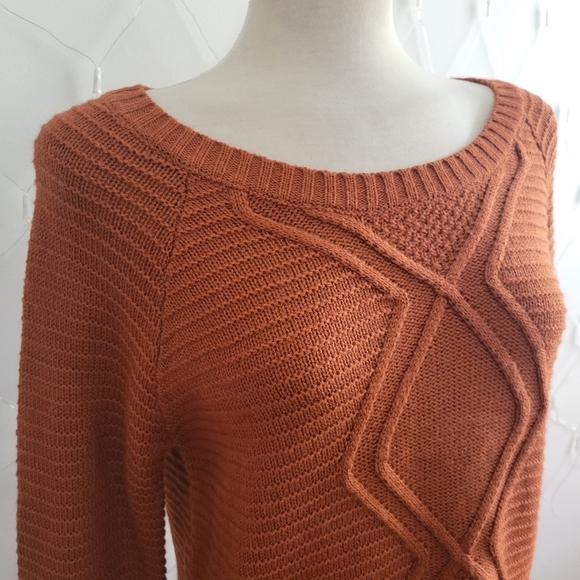 Pink Rose Pullover Sweater • Rust Colored • Medium - Picture 3 of 5